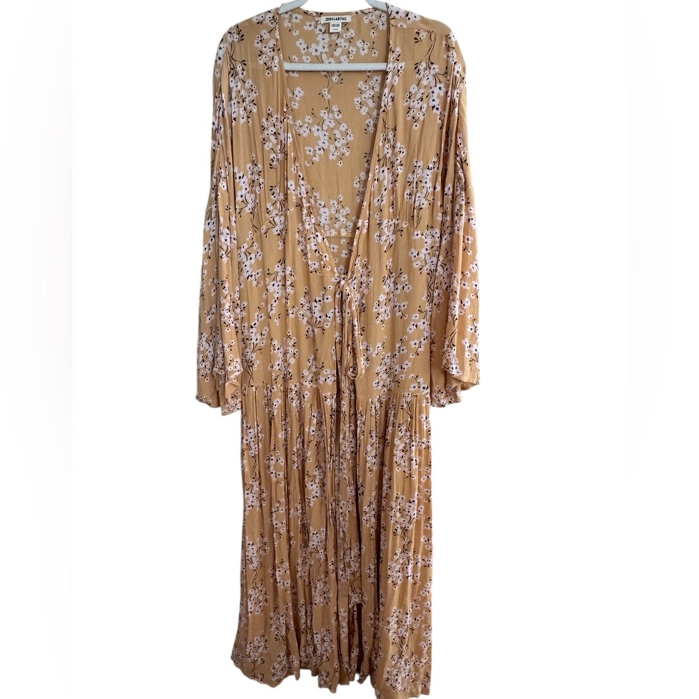 Billabong Floral Long Sleeve Dress in Mustard